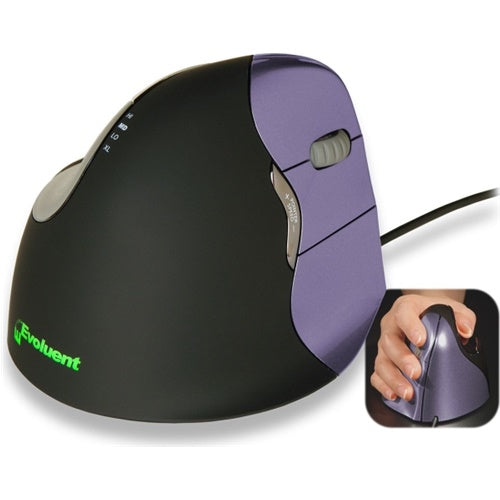 Vertikalna miška Evoluent Vertical Mouse 4, črna/vijolična