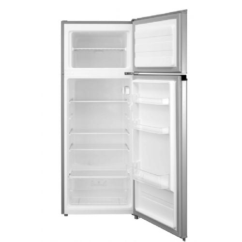 Kombinirani hladilnik VOX KG2730SE, 204 L, 143 cm, zamrzovalnik zgoraj, energijski razred E, srebrne barve