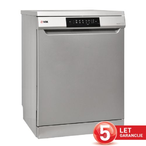 Samostojeća perilica posuđa VOX LC 12A15B IX E, klasa E, 12 mjesta, 6 programa, zaslon, srebrna boja