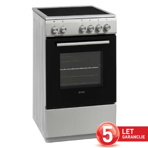 Steklokeramični štedilnik VOX CHT5105 IX, 4 steklokeramične plošče, ventilacijska pečica (53 l), srebrn