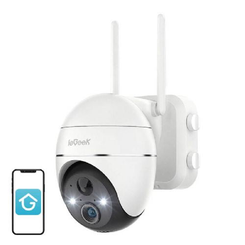 Brezžična 3MP WiFi zunanja kamera ieGeek ZS-GX1S bela 5200mAh
