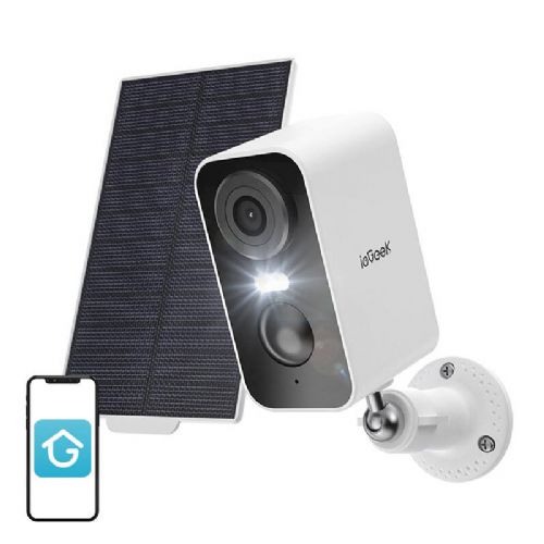 Brezžična 3MP WiFi zunanja kamera ieGeek ZS-GX3S bela s solarno ploščo