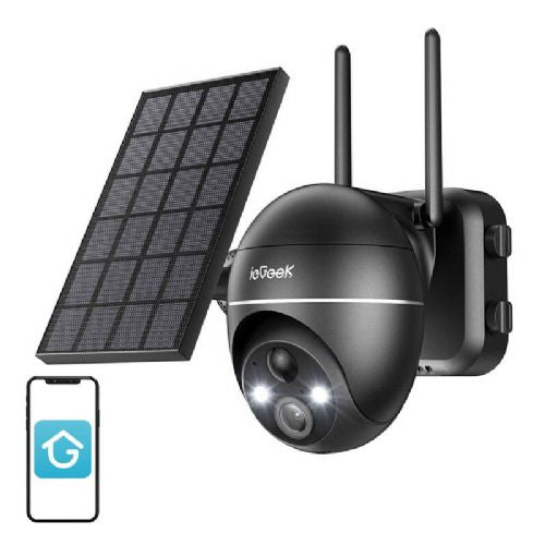 Brezžična 5MP WiFi zunanja kamera ieGeek ZS-GX4S črna s solarno ploščo