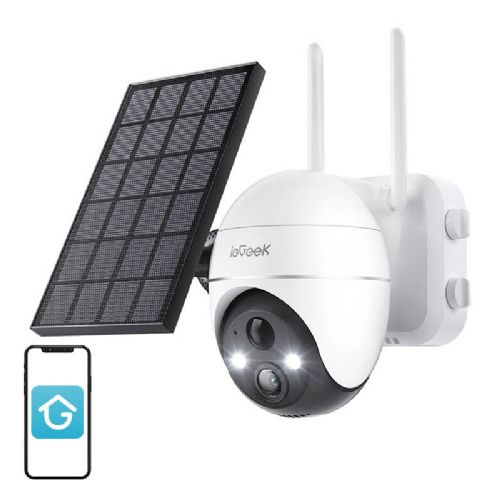 Brezžična 5MP WiFi zunanja kamera ieGeek ZS-GX4S bela s solarno ploščo
