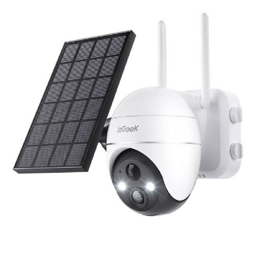 Brezžična 5MP WiFi zunanja kamera ieGeek ZS-GX4S bela s solarno ploščo