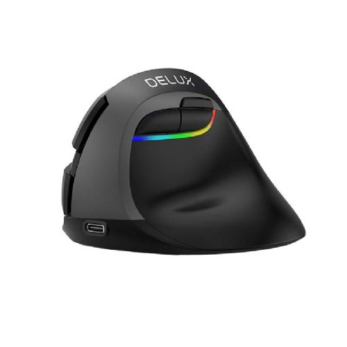 Bežični okomiti miš Delux M618Mini BT+2.4G RGB 4000DPI (željezno siva)