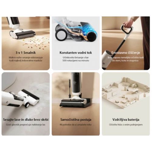 Mokro-suhi pokončni sesalnik Xiaomi Truclean W20, 3 v 1, 15000 Pa, 780 ml rezervoar, samodejno čiščenje, 30 min delovanja