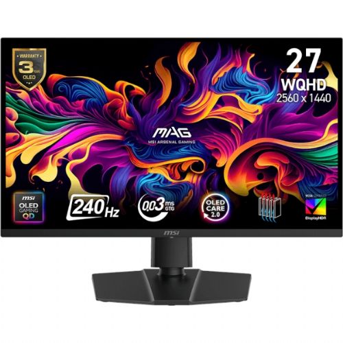 Monitor MSI MAG 273QP QD‑OLED X24 68,5 cm (27") / WQHD / 240Hz / 0.03ms (GtG) / črn - nastavljiv po višini