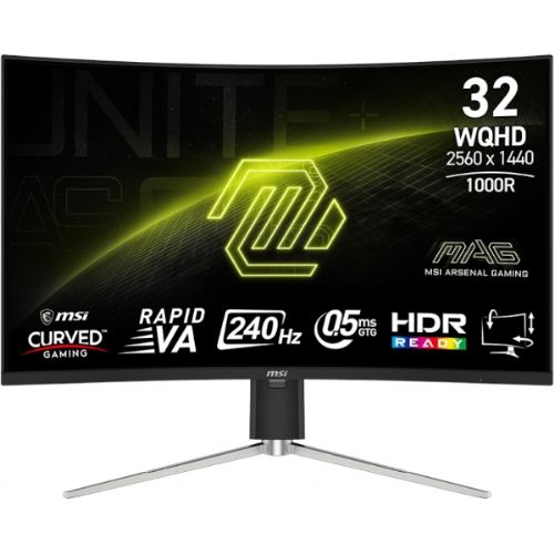 Monitor MSI MAG 325CQRXF E2 80,0 cm (31,5") / WQHD / 240 Hz / 0,5 ms (GtG) / zakrivljen / crni