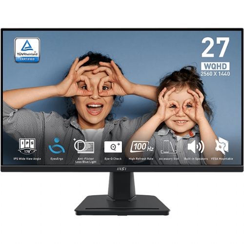 MSI PRO MP275Q 68,5 cm (27,0"), 2560 X 1440 WQHD, IPS, 300 cd/m2, 100Hz, 1ms MPRT crni monitor