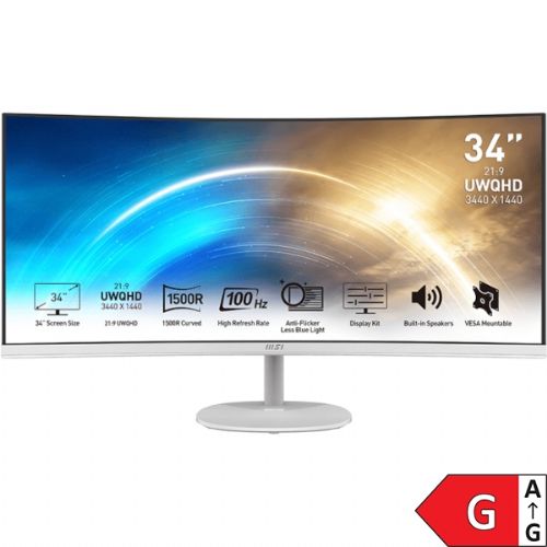 Monitor MSI PRO MP341CQW 34" (86,36 cm) / UWQHD / VA / 100Hz / 1ms MPRT (bijeli)