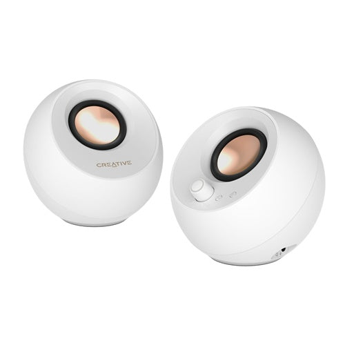 Zvočnik Creative Labs Pebble Pro beli, 2.0 stereo, Bluetooth, USB napajanje, RGB osvetlitev, 2x 30 W